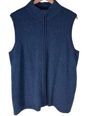 CJ Banks 2X Knit Sweater Vest Blue Speckled Zip Up Cozy Plus Size